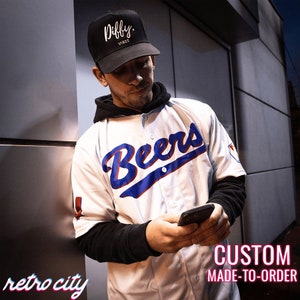 BASEketball Movie Joe &#39;Airman&#39; Cooper Beers Full-Button Baseball Jersey *CUSTOM*