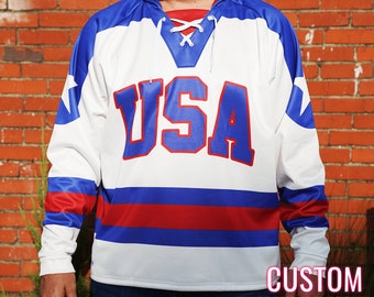 USA Hockey Hoodie Miracle On Ice Lace-up Sweater *CUSTOM*