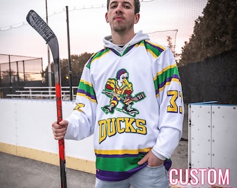 The Mighty Ducks Movie Goldberg Custom Hockey Jersey (White) *CUSTOM*
