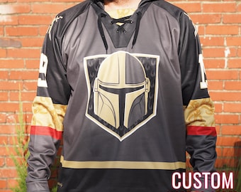 Mandalorian Bounty Hunters Hockey Hoodie Din Djarin Lace-up Sweater *CUSTOM*