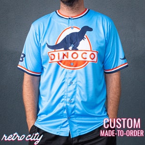 Dinoco &#39;Cars&#39; Disney Movie Strip “The King” Weathers Full-Button Baseball Fan Jersey *CUSTOM*