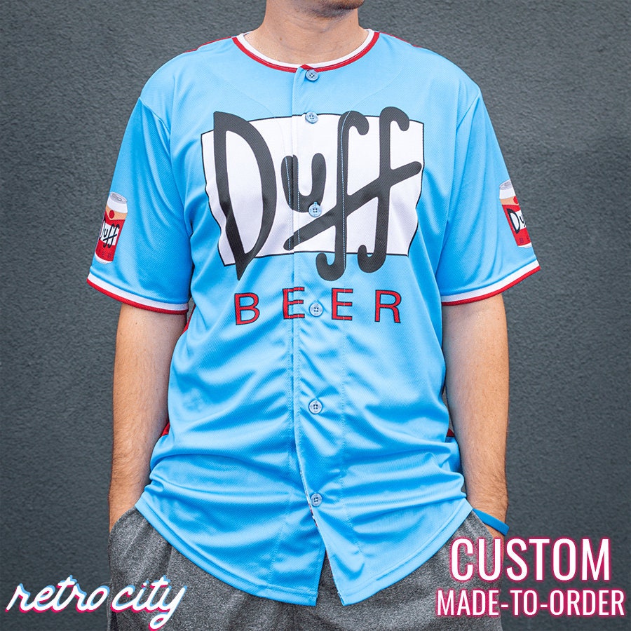 Duff Beer Los Simpson Duffman Jersey de fanatico de beisbol de boton completo PERSONALIZADO Etsy Espana