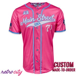 Main Street USA Full-Button Baseball Jersey Pink *CUSTOM*