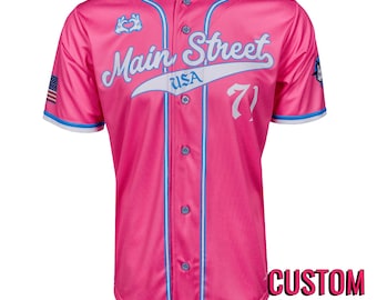 Main Street USA Full-Button Baseball Jersey Pink *CUSTOM*