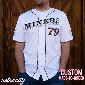 Big Thunder Mountain Railroad Miners Disney Roller Coaster Custom Baseball Fan Jersey (White)