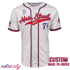 Main Street USA Full-Button Baseball Jersey Cream *CUSTOM*