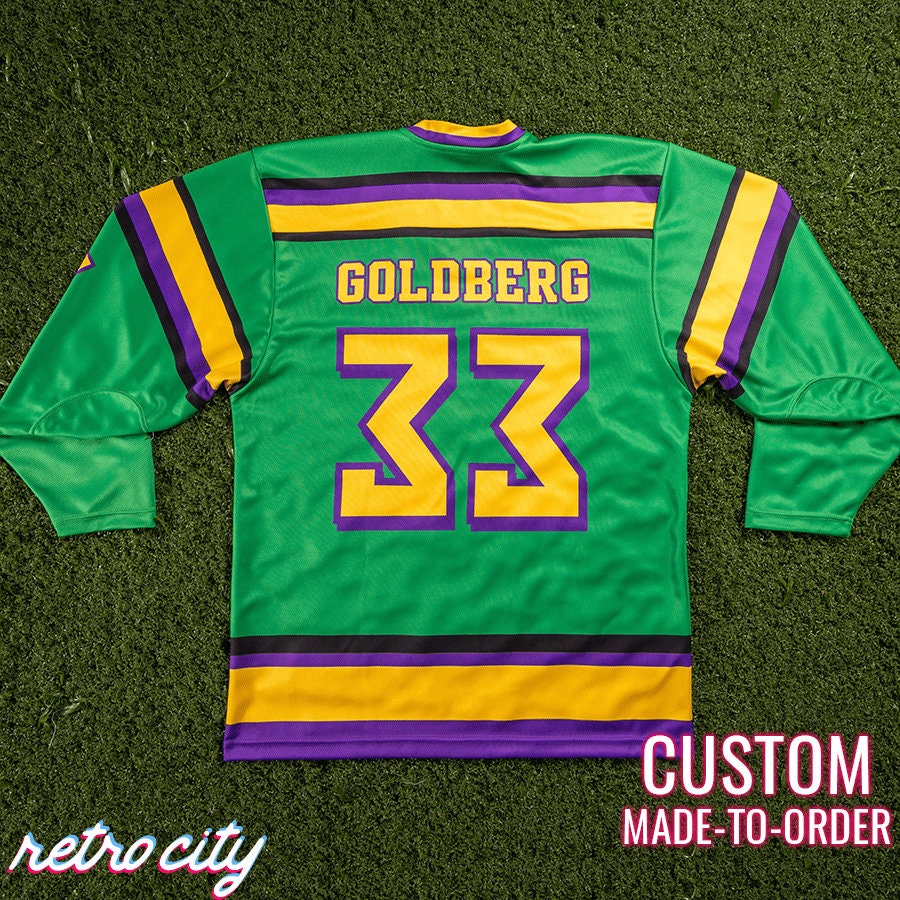 retro-city-threads The Mighty Ducks Goldberg Jersey - Custom Mighty Ducks Jersey (Black) Adult XL