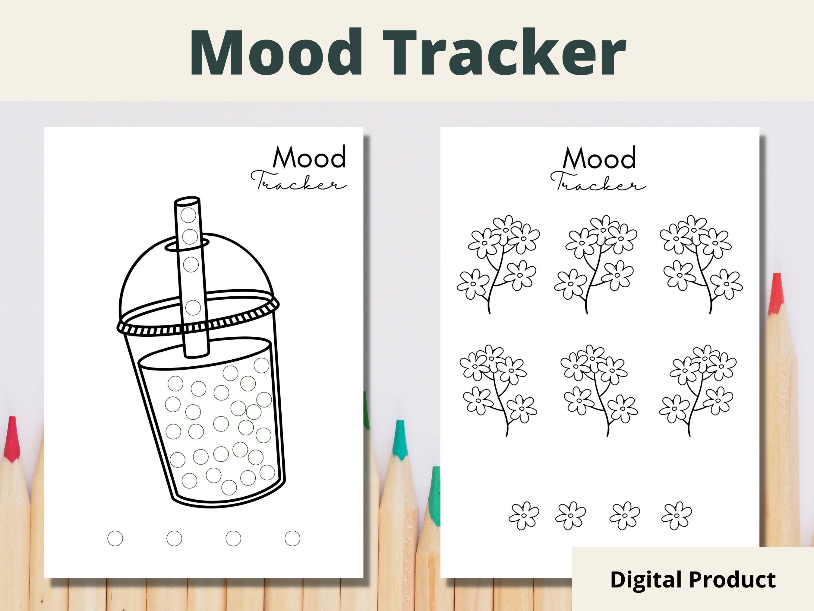 Mood Tracker Bundle Pack Printable, Mood Chart Journal, Bullet Journal ...