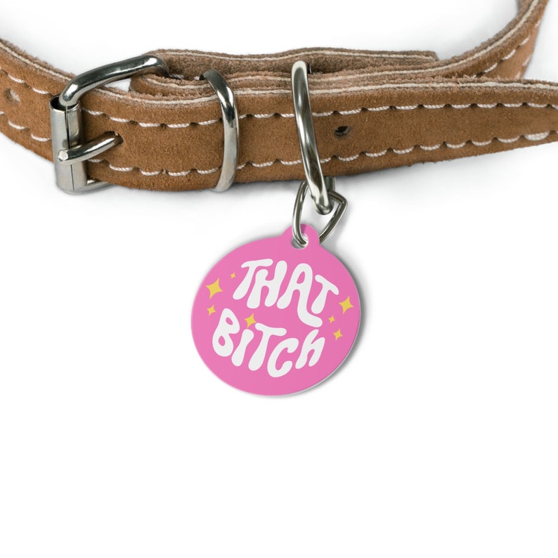 That Bitch - retro hondenpenning, grappig hondenpenning, gepersonaliseerde PET-ID-tags, schattig huisdierpenning afbeelding 4