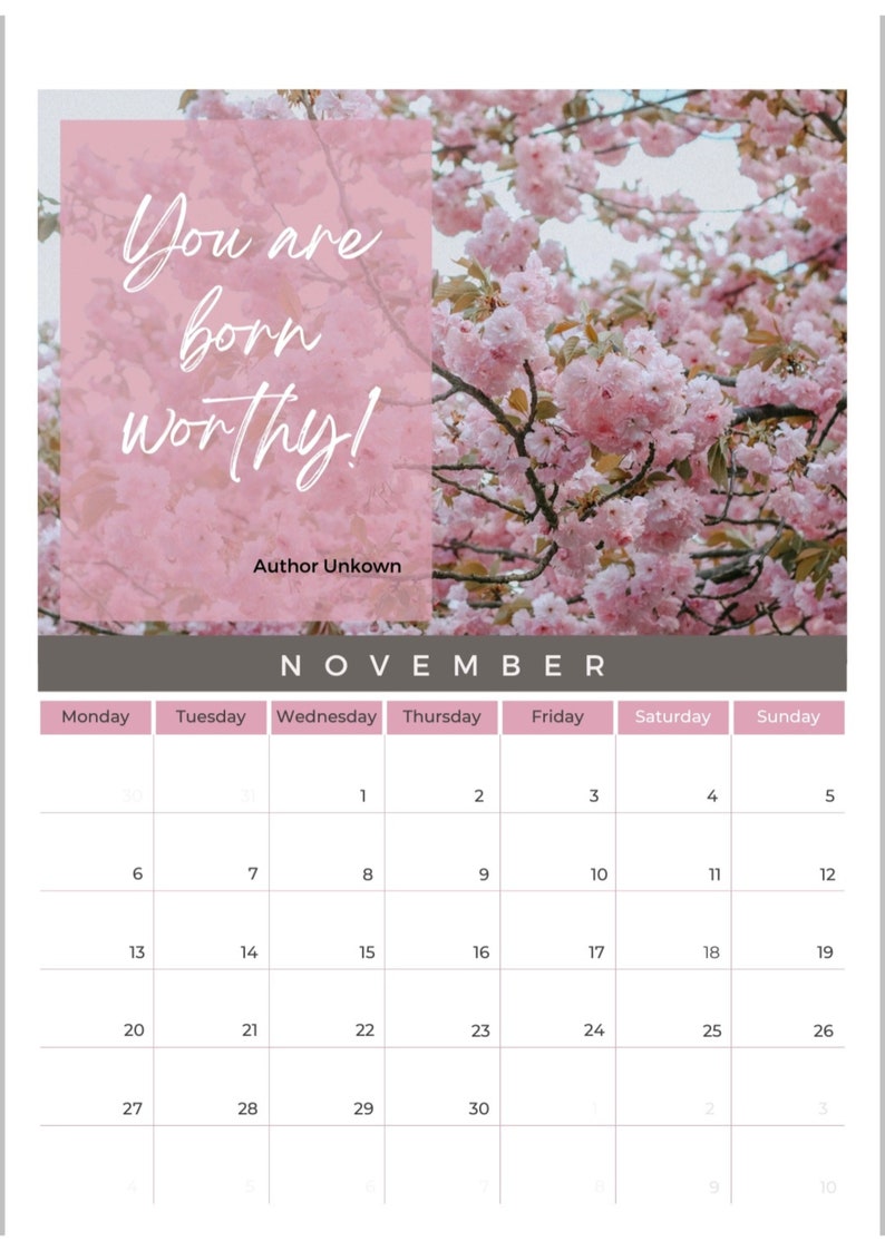 Self Care Calendar 2023 Printable Digital Download Etsy