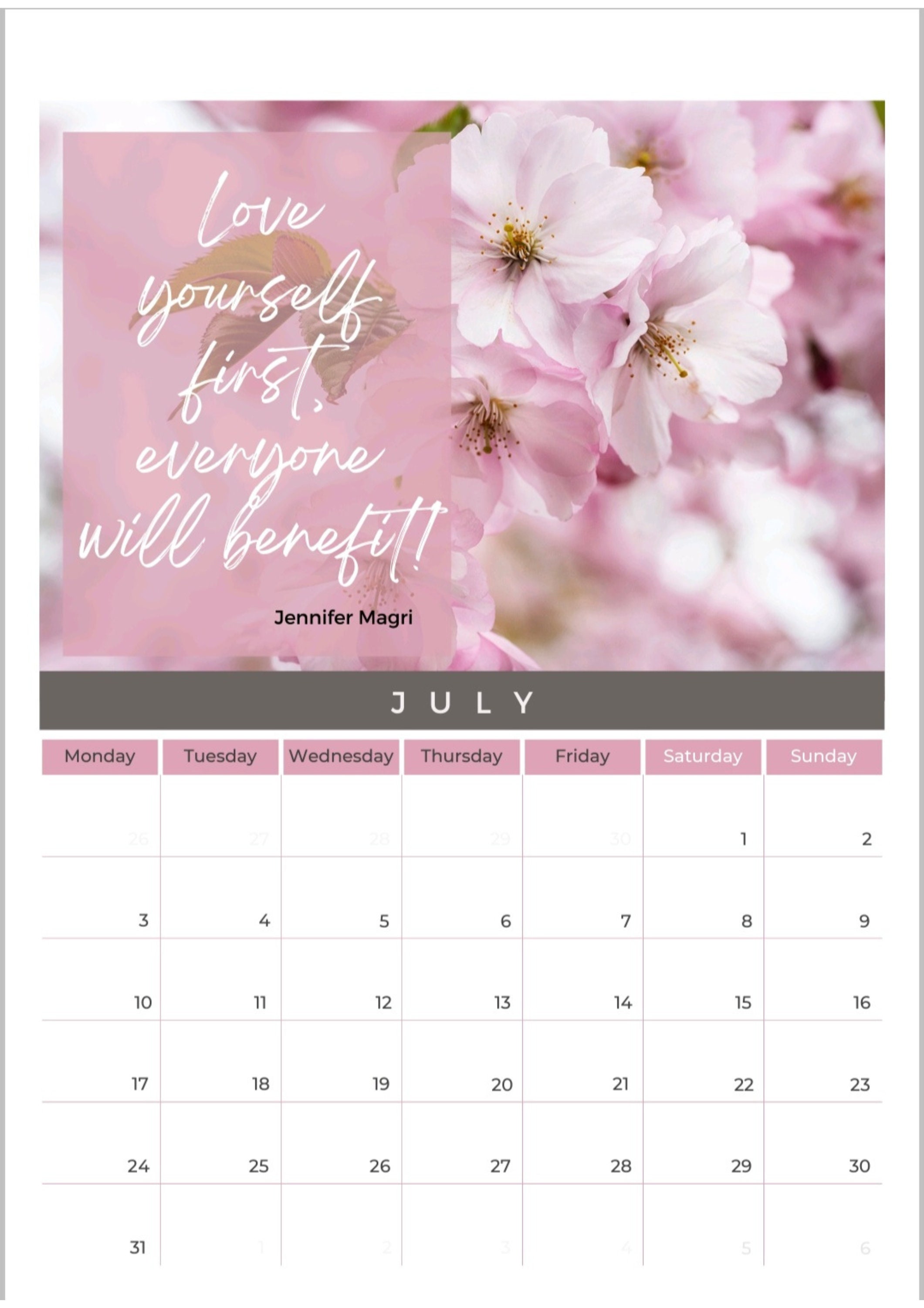 Self Care Calendar 2023 Printable Digital Download Etsy Australia