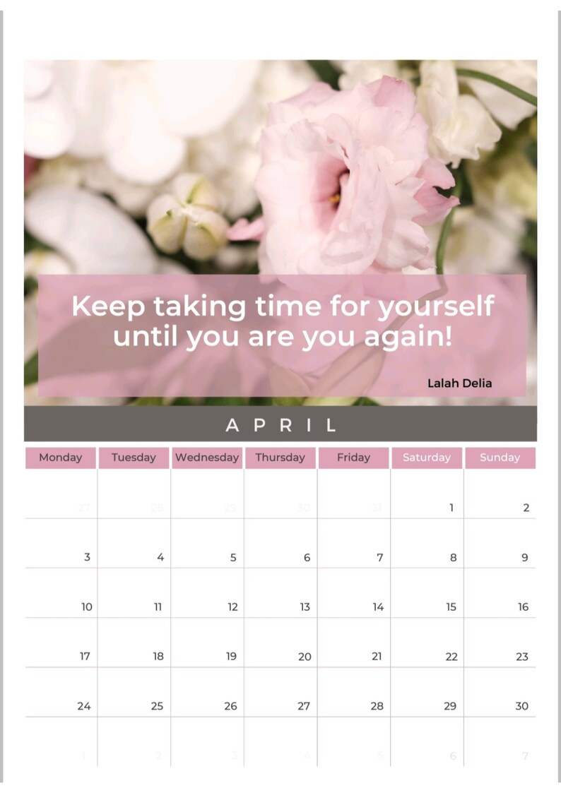 Self Care Calendar 2023 Printable Digital Download Etsy