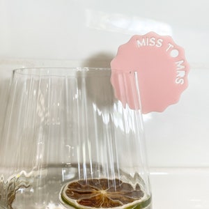 Miss to Mrs Wavy Drink Tag | Stemless Tag | Cocktail Champagne Wine Glass Topper | Hens Party | Bridal Shower | Bride To Be