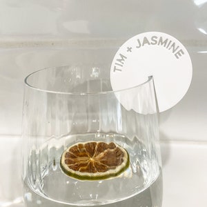 Customised Name Acrylic Drink Tag | Custom Stemless Tag | Cocktail Champagne Wine Glass Topper | Wedding | Engagement | Party