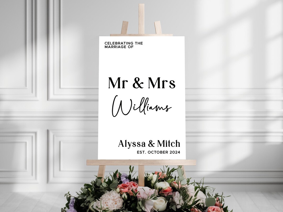 Celebrating Marriage Sign for Elopement or Wedding Party | Mr and Mrs ...