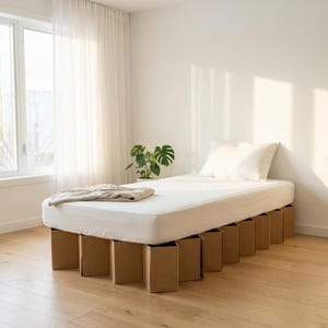 Opvouwbaar kartonnen bedframe milieuvriendelijk | Duurzaam meubilair zonder afval | Lichtgewicht, eenvoudige montage | Recyclebaar