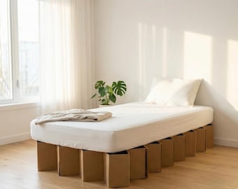 Foldable Cardboard Bed Frame Eco-Friendly | Zero Waste Sustainable Furniture | Lightweight Easy Assembly | Recyclable