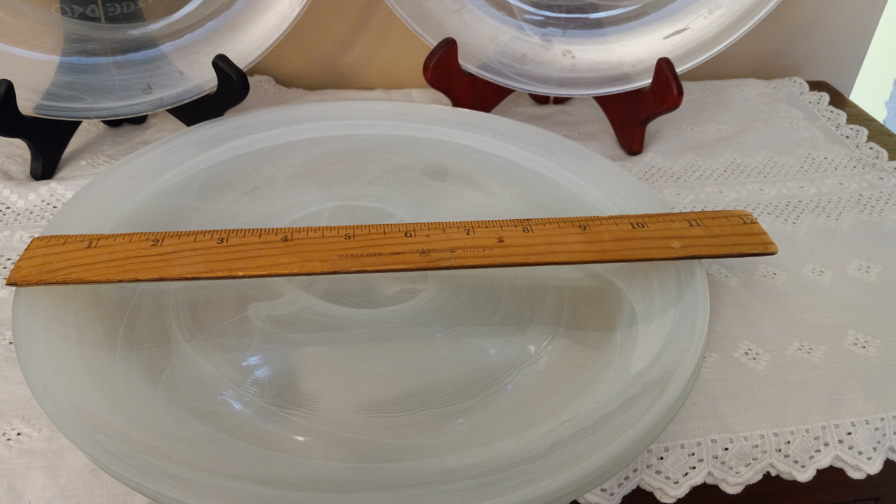 Ardacam Art OF Table Top Glass White Swirl 5 Dinner Plates Etsy