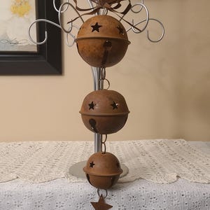 Rustic Distressed Christmas Hanging Jingle Bells - Large Holiday Decor
