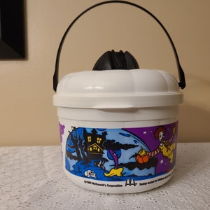 McDonalds Halloween Bucket Pail, Lid, and Bat Cookie Cutter Ronald Vintage 1986-1993