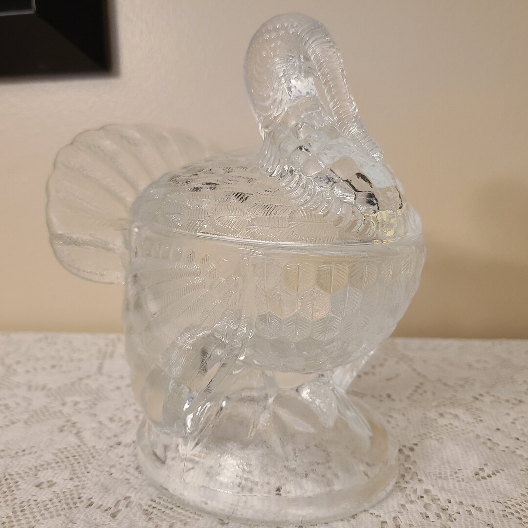 LE Smith Clear Glass Turkey tom Turkey Shaped Etsy