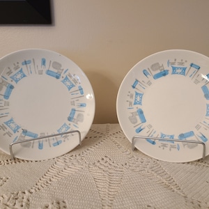 Vintage Blue Heaven Royal China Bread and Butter Plate 6.5” MCM Atomic Set of 2