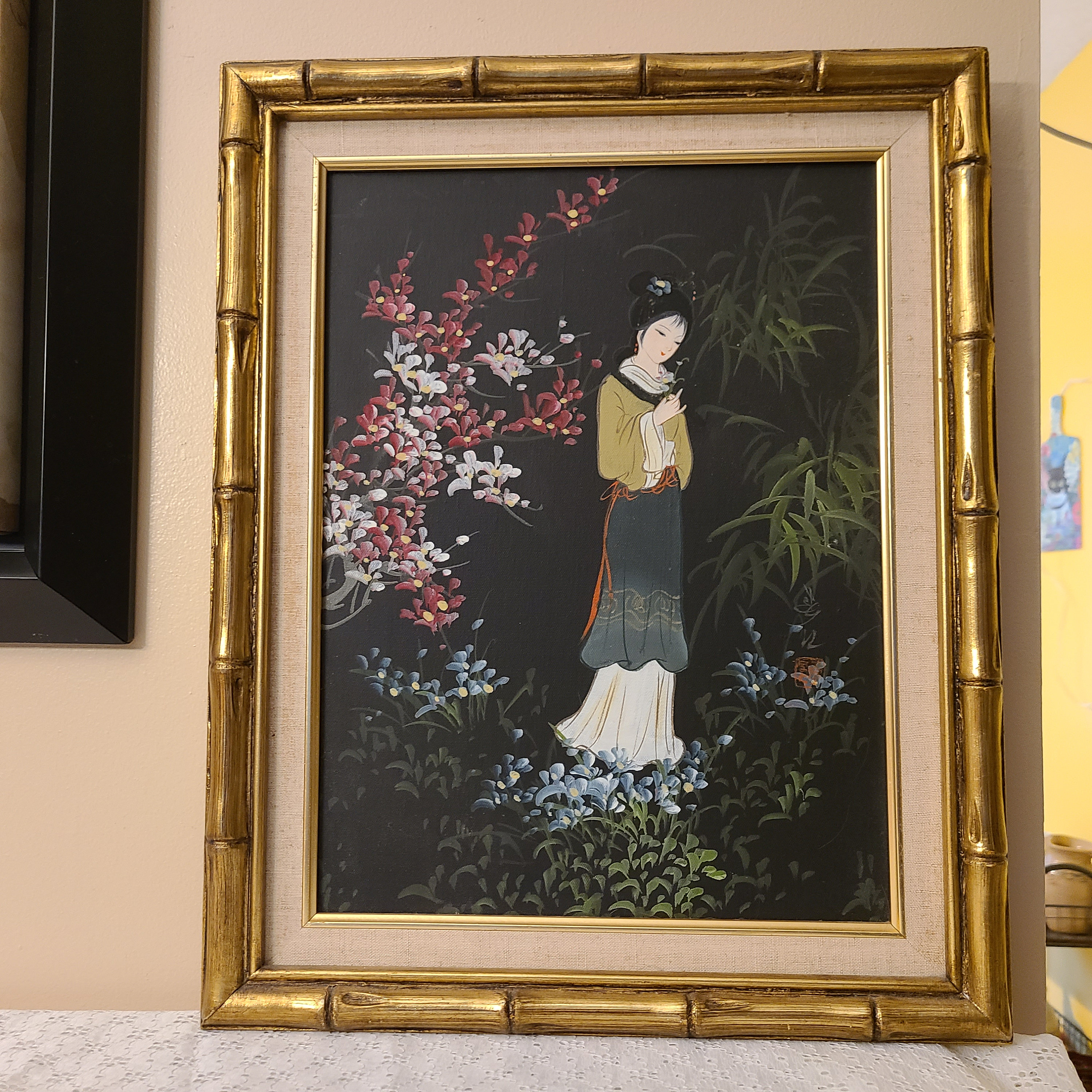 日本画 漆器? 女性の肖像 木製フレーム付き 骨董 ビンテージ Amazon.com - CISOO Vintage 4x6 Oval Picture Frame Antique