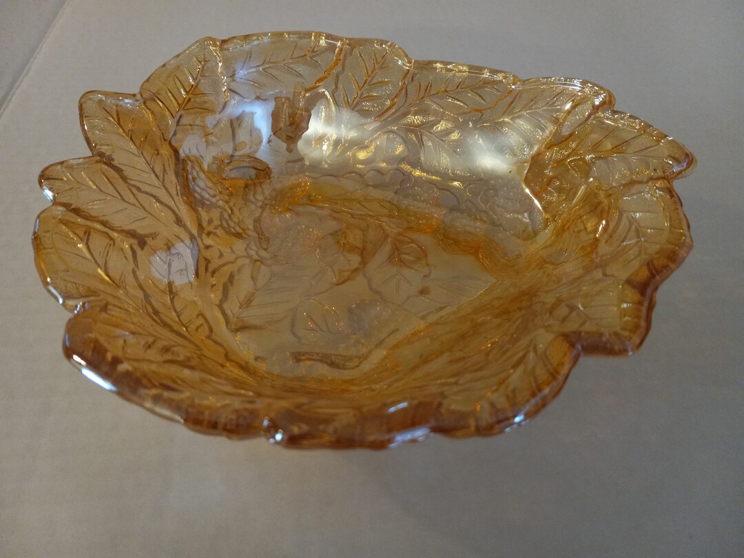 Marigold Iridescent Carnival Glass Candy Dish by Indiana Glass Etsy