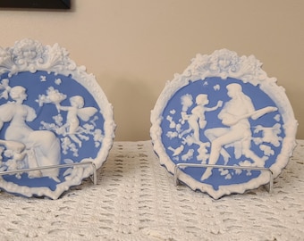 A Framed Wedgwood Pale Blue Jasperware Plaque Featuring a Dancing