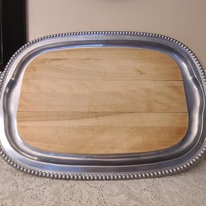 Vintage Silver Serving Tray with Handles and Charcuterie Board Insert