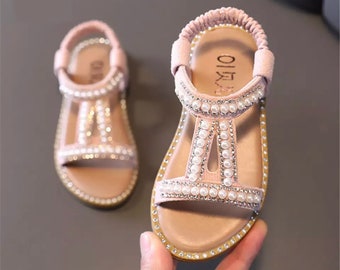 Miss Pearl Light Pink leather sandals