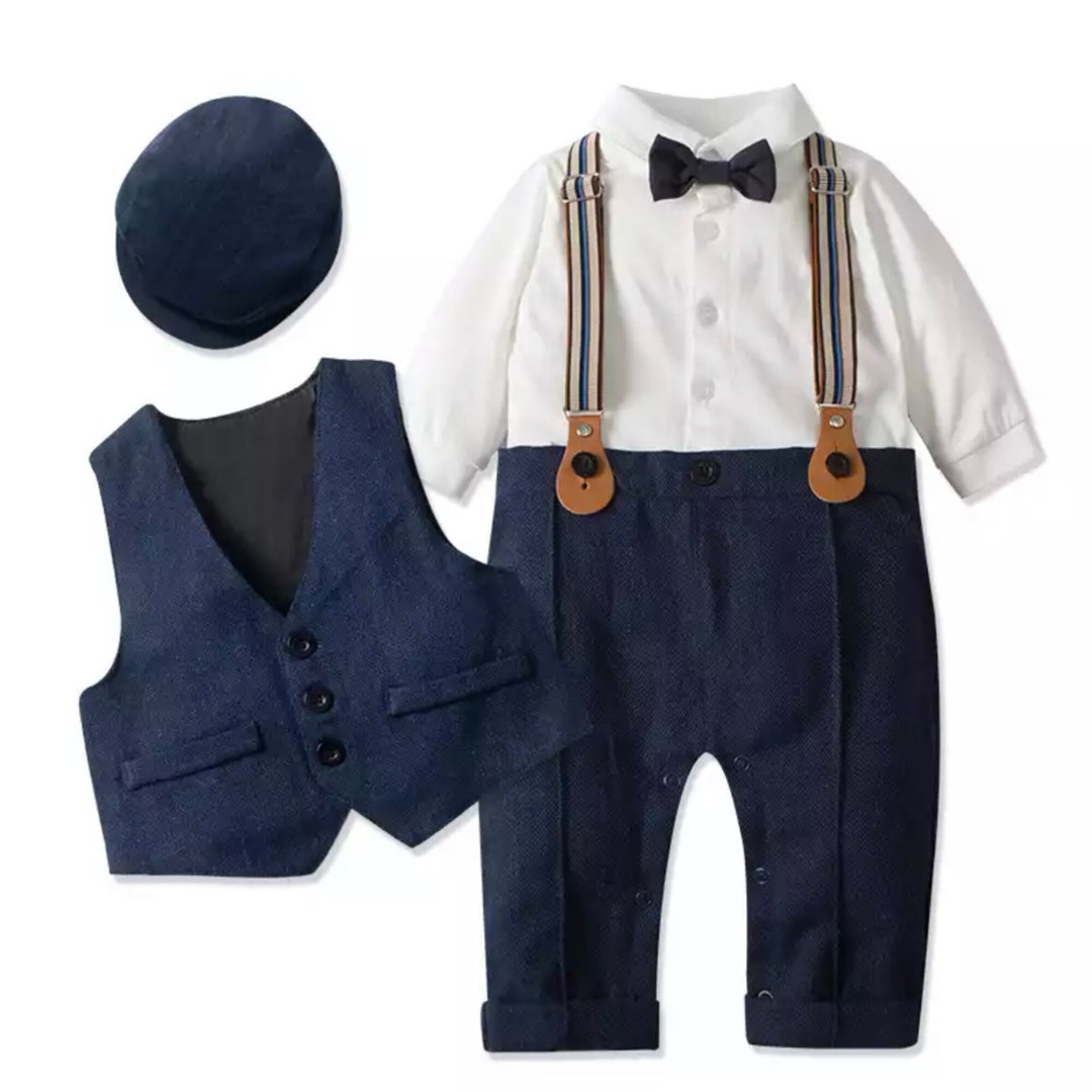 Baby Boy Gentleman Romper Formal Style With Bow & Hat for - Etsy