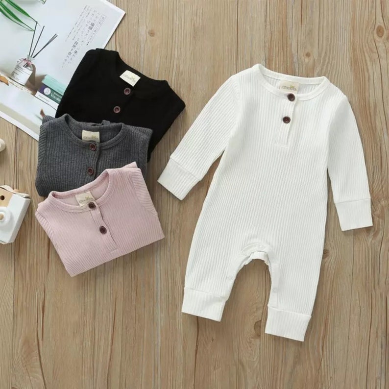 Summer Unisex Newborn Baby Clothes Solid Color Baby Rompers Etsy