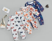 Newborn Unisex Baby Boys Girls Country Style Farm Baby Animal Cow Print Romper Long Sleeve Comfortable Button Jumpsuits