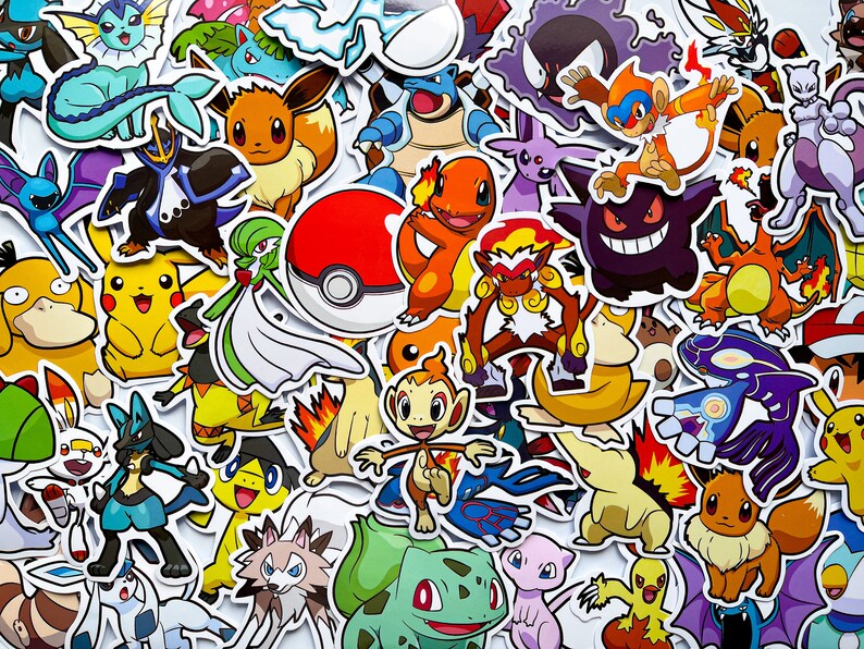 Pack of 50 Pokemon Stickers Pokemon Sticker Pack Waterproof Etsy UK
