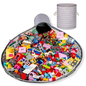 Compra 1 y llévate 1 gratis / Compatible con LEGO® Gift, Tapete organizador de juguetes extragrande: Mezcla de algodón, fácil de limpiar.