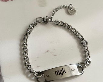 Machine Gun Kelly | mgk Custom Steel Bracelet | Stainless Steel Punk Unisex Bracelet, MGK XX Bracelets