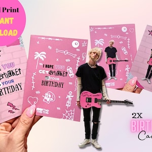 Tarjeta de cumpleaños de Machine Gun Kelly Bloody Valentine, paquete de valor de dúo de tarjetas de cumpleaños con entradas para My Downfall de MGK, descarga digital