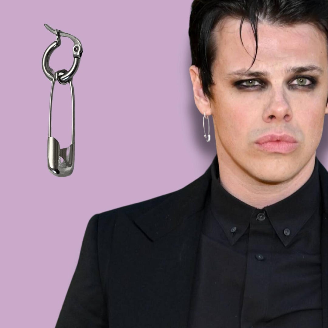 Yungblud Inspired Safety Pin Charm Earring Pearl Beaded Punk Unisex  Earrings- Gift for Yungblud Fan