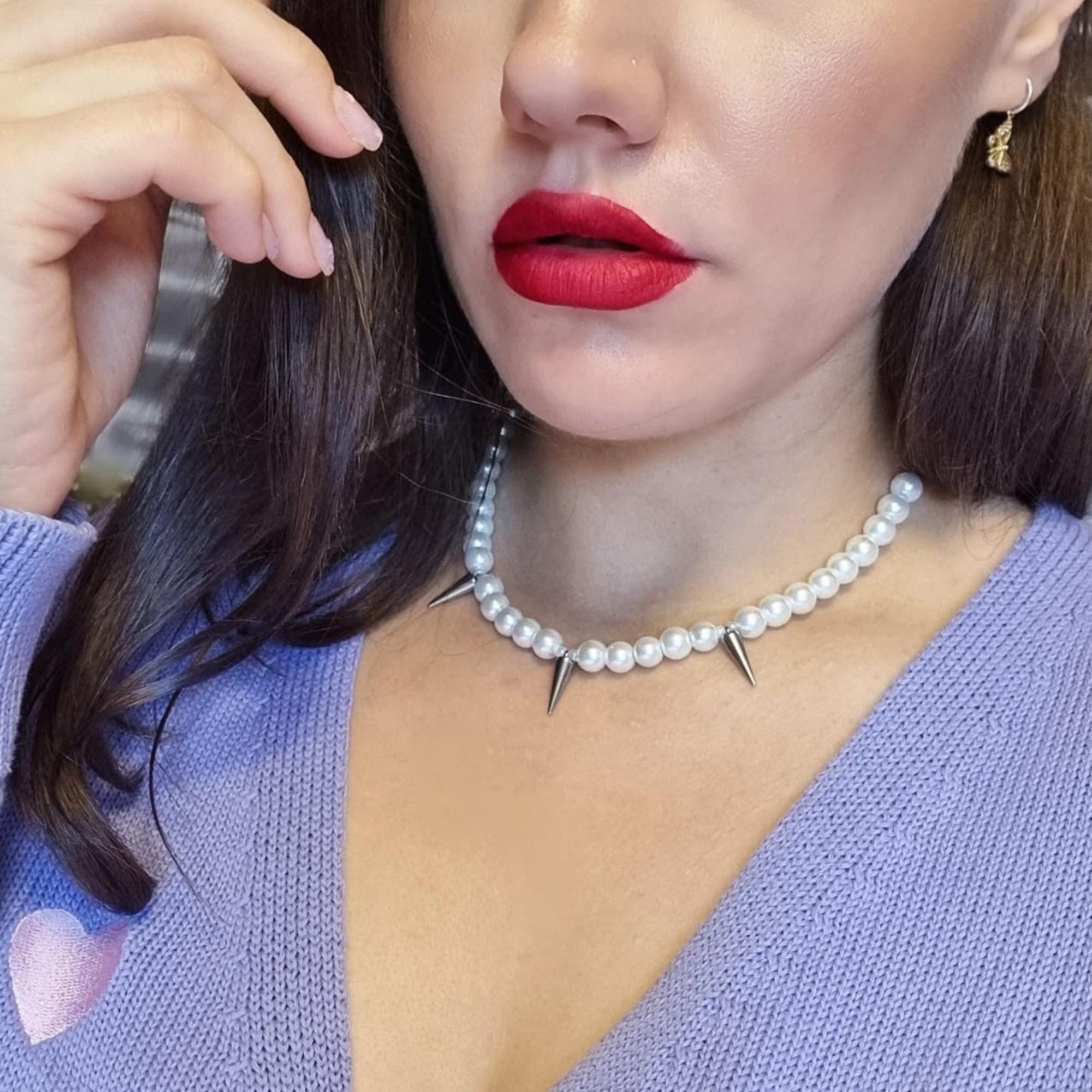 Machine Gun Kelly Inspired Handmade Pearl Necklace With Machine Gun Kelly Inspired Handmade Pearl Necklace With