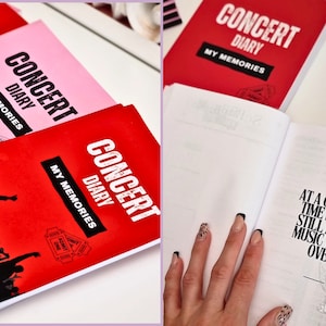 Red Concert Journal to Document 25 Shows | Concert Diary with Ticket Space | Concert Book | Scrapbook for Concerts | A5 Gig Budget Planner