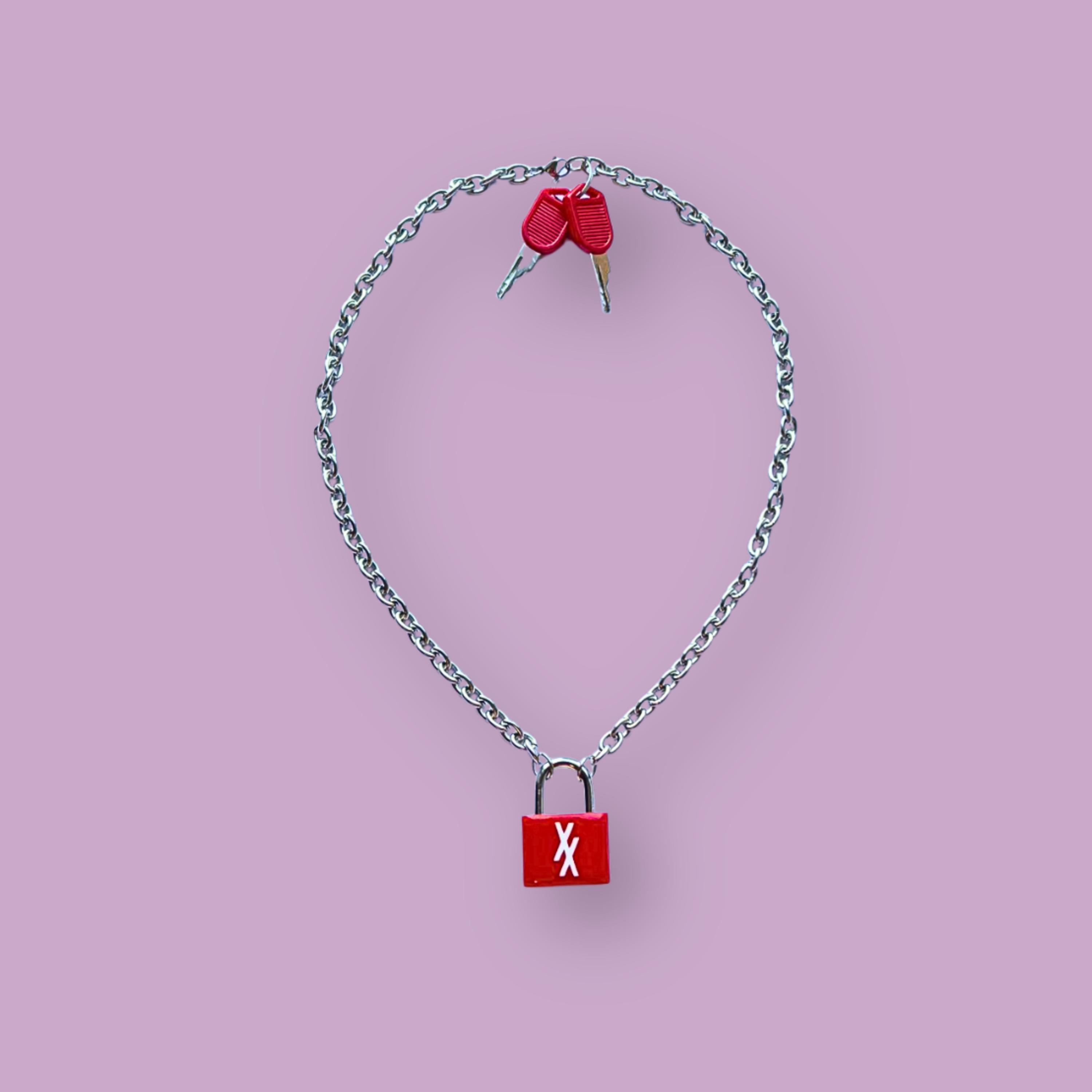 Machine Gun Kelly Inspired Double XX Real Red Padlock Chain