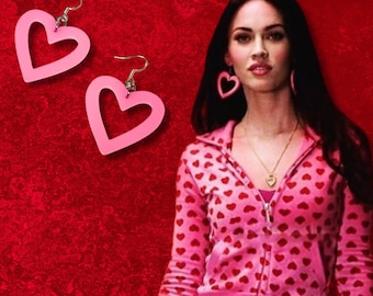Jennifer Check Big Heart Earrings | Cute Pink Statement Earrings | Jennifer's Body Movie Inspired | Y2K | Valentine's Day