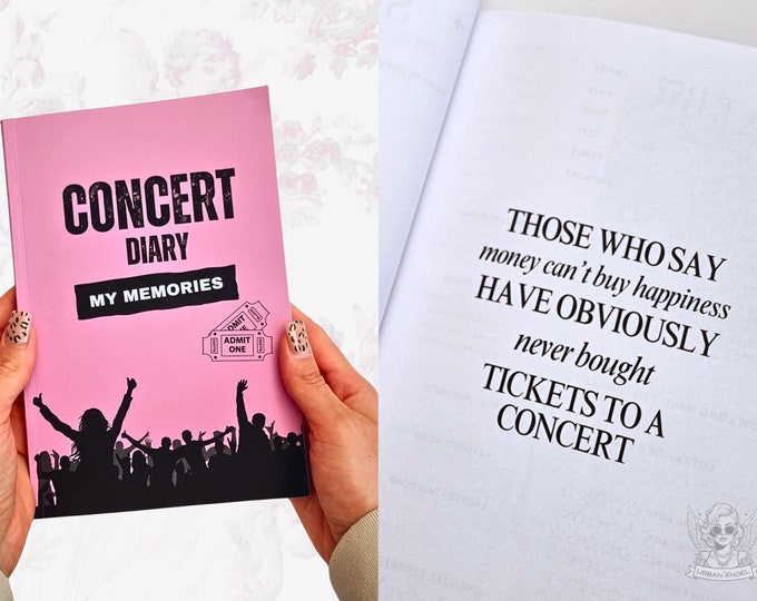 Pink Concert Journal to Document 25 Shows | Concert Diary with Ticket Space | Concert Book | Scrapbook for Concerts | A5 Gig Budget Planner