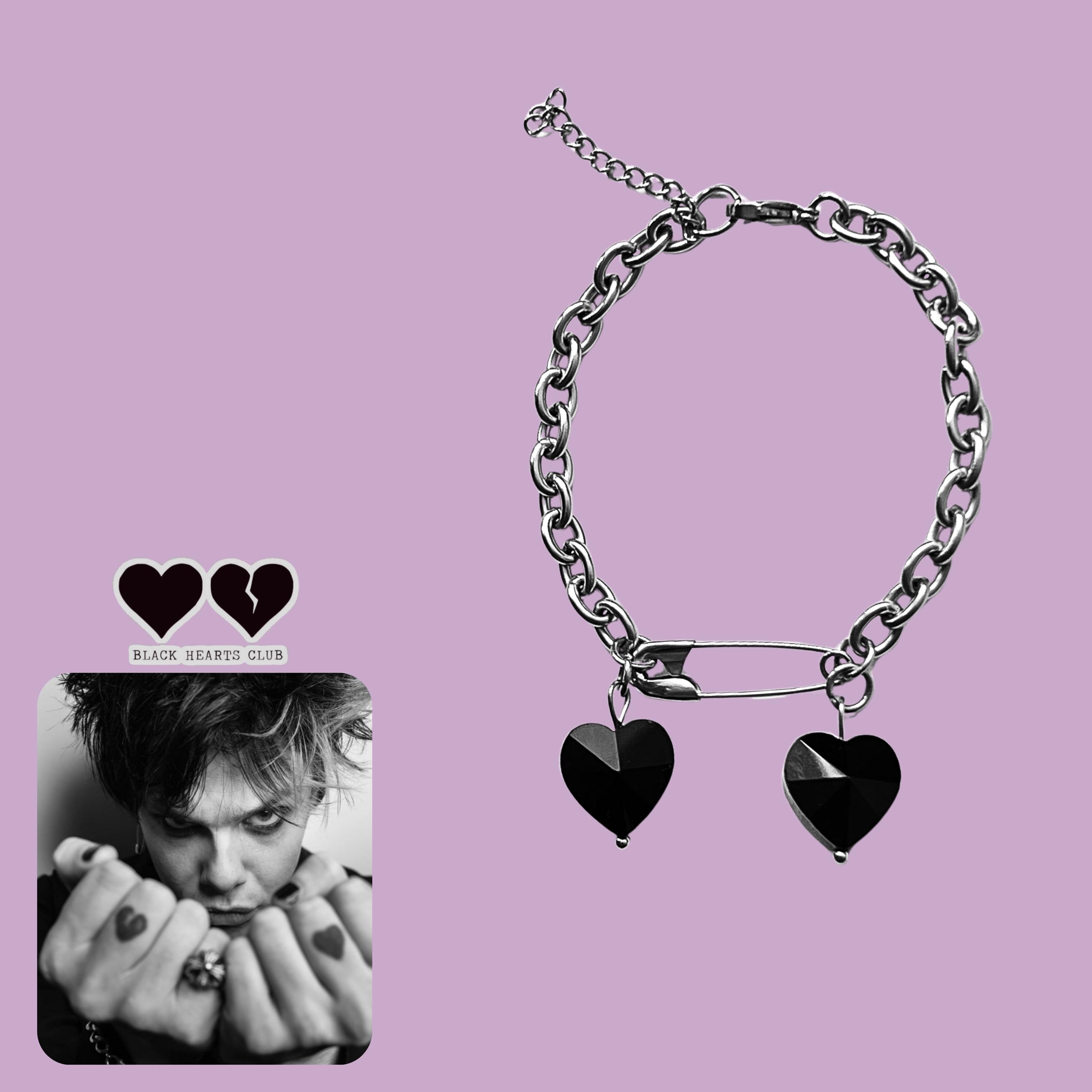Yungblud Inspired Black Hearts Club Bracelet - Black Heart Unisex