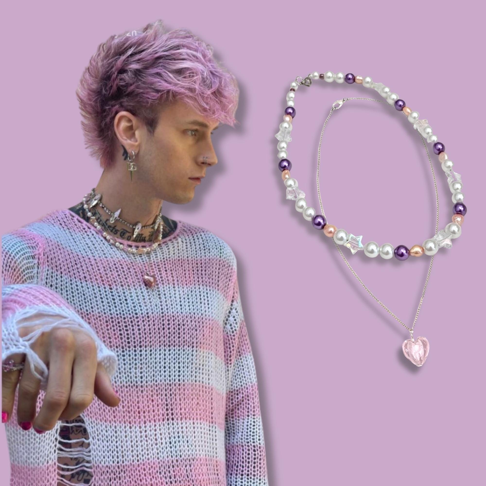 Machine Gun Kelly inspirierte Star & Pearl Halskette MGK Machine Gun Kelly inspirierte Star & Pearl Halskette MGK
