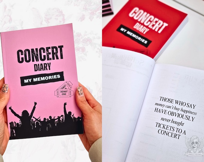 Concert Journal to Document 25 Shows | Concert Diary with Ticket Space | Music Memory Book | Scrapbook for Concerts | A5 Gig Budget Planner