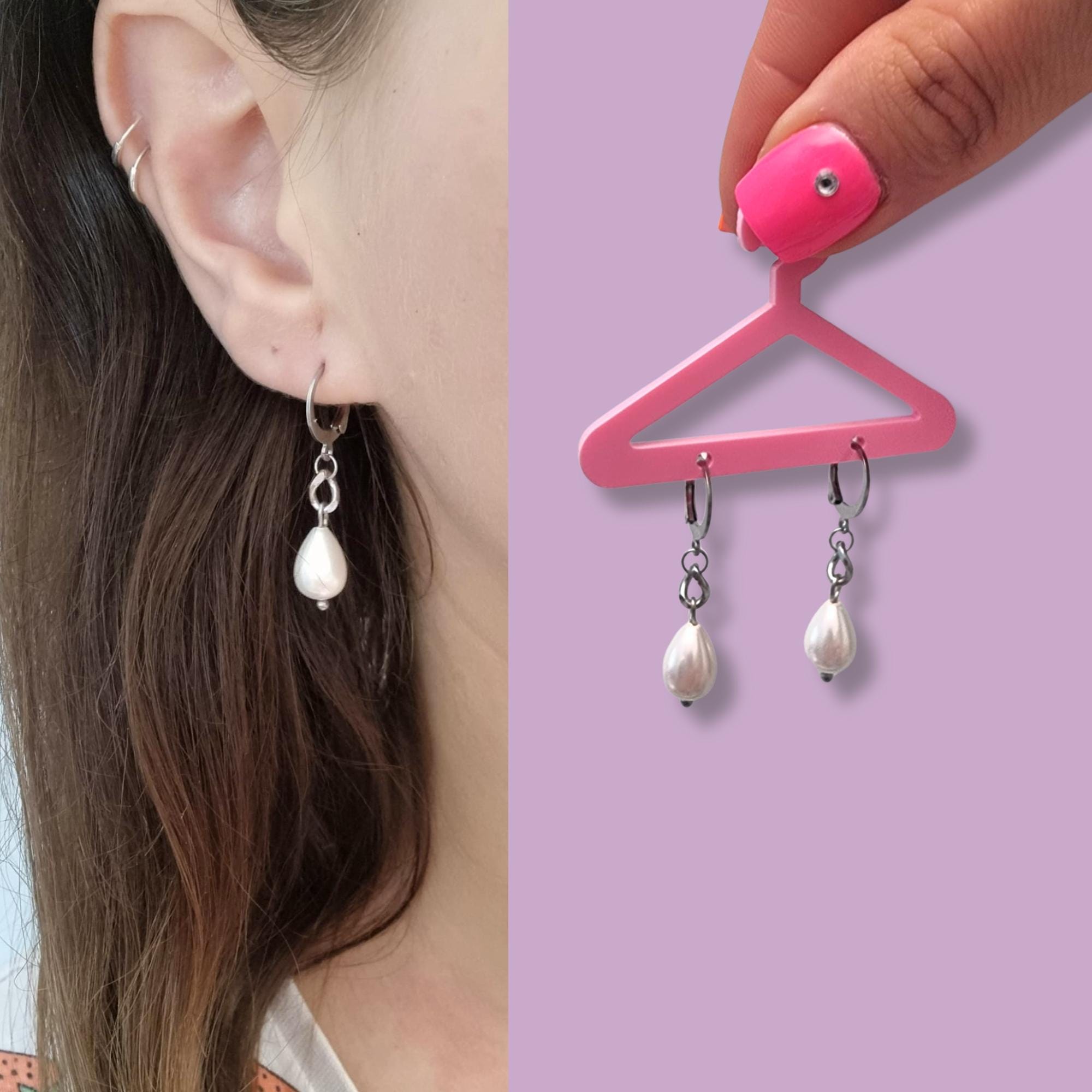 [KATENKELLY] キムゴウン着用☆Lana Pearl Drop Hoop Earrings KATENKELLY] キムゴウン着用☆Lana Pearl Drop Hoop Earrings