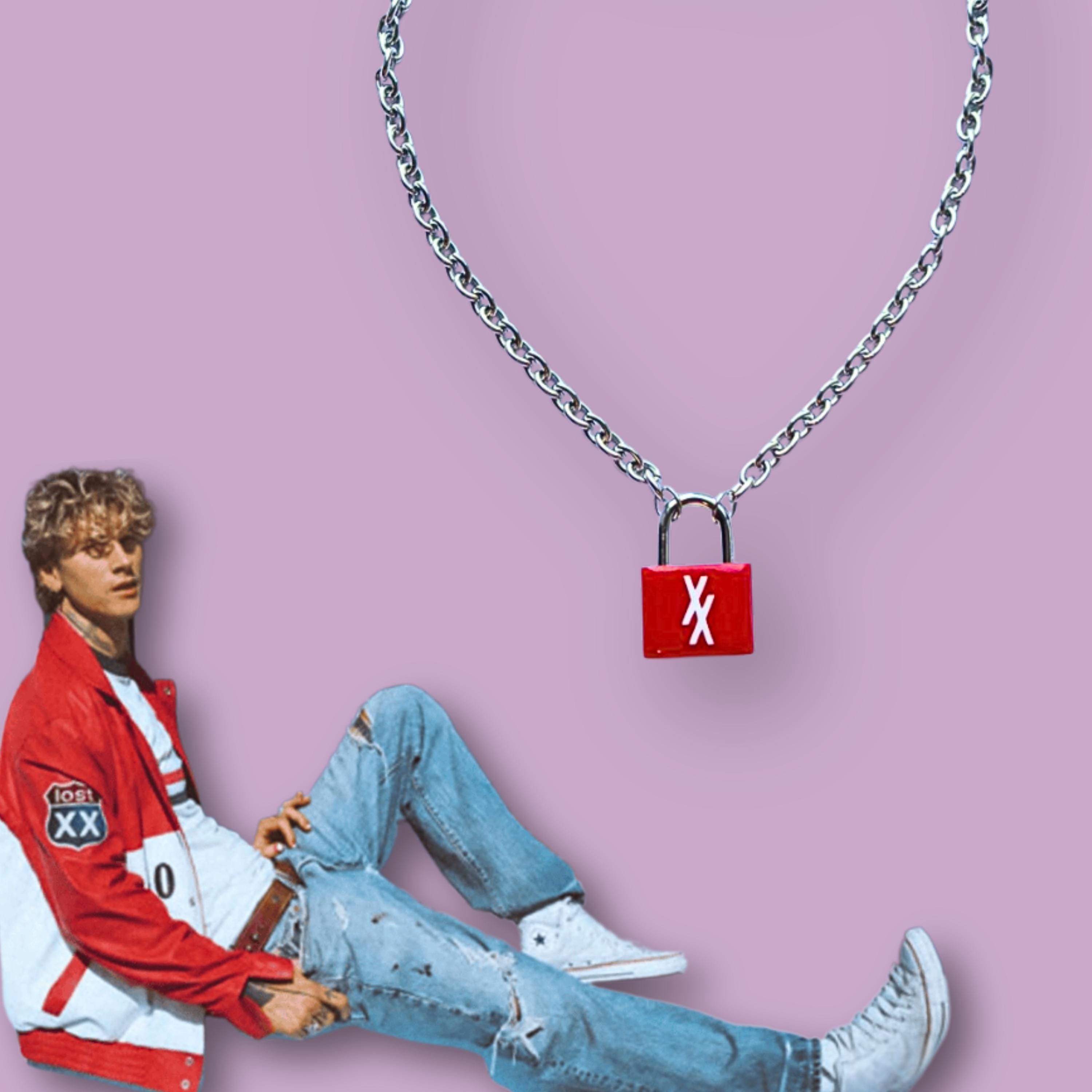 Machine Gun Kelly Inspired Double XX Real Red Padlock Chain