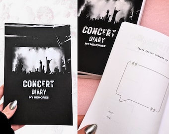 Black Concert Journal to Document 25 Shows | Concert Diary with Ticket Space | Concert Book | Scrapbook for Concerts | A5 Gig Budget Planner